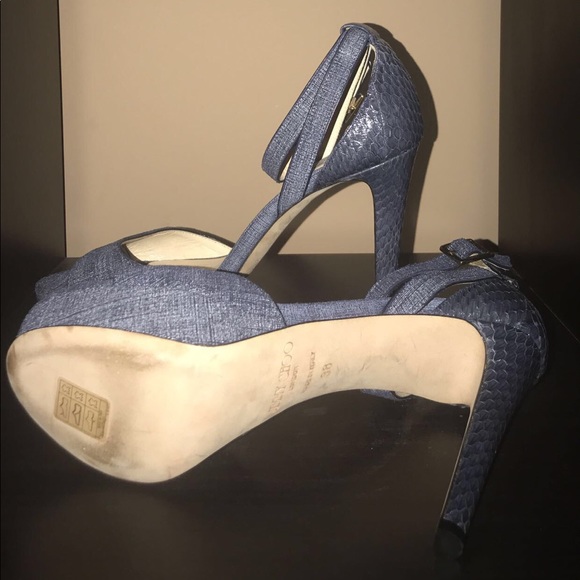 Jimmy Choo denim and snake skin platform heel - Picture 3 of 3